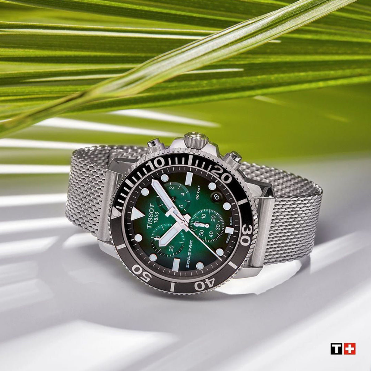  Shop Authentic Tissot Seastar 1000 Chronograph Green Dial Silver Mesh Bracelet Watch For Men - T120.417.11.091.00 - Luxxuri