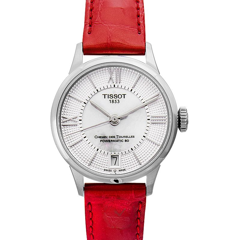  Shop Authentic Tissot Chemin Des Tourelles Powermatic 80 Mother of Pearl White Dial Red Leather Strap Watch For Women - T099.207.16.118.00 - Luxxuri