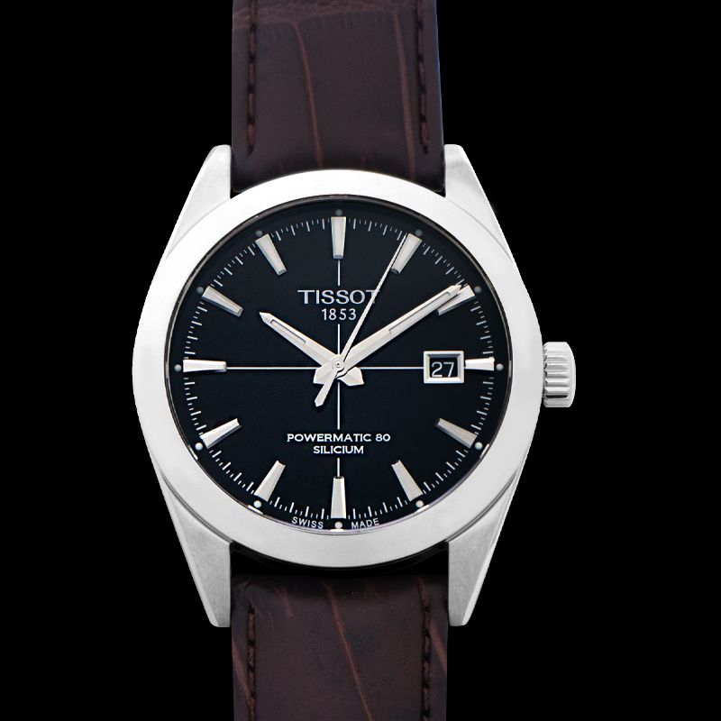  Shop Authentic Tissot Gentleman Powermatic 80 Silicium Black Dial Brown Leather Strap Watch For Men - T127.407.16.051.01 - Luxxuri