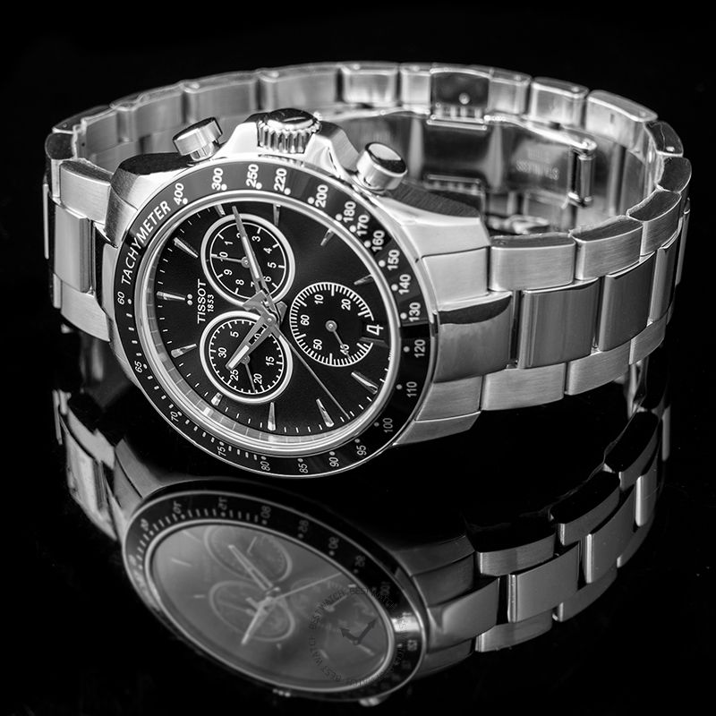  Shop Authentic Tissot V8 Quartz Chronograph Black Dial Silver Steel Strap Watch For Men - T106.417.11.051.00 - Luxxuri
