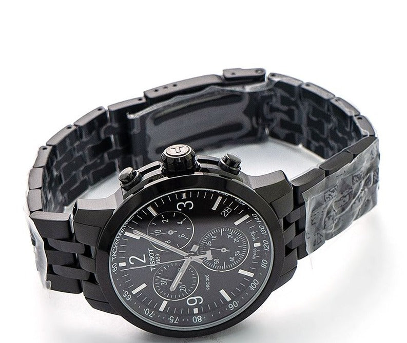  Shop Authentic Tissot PRC 200 Chronograph Black Dial Black Steel Strap Watch For Men - T114.417.33.057.00 - Luxxuri