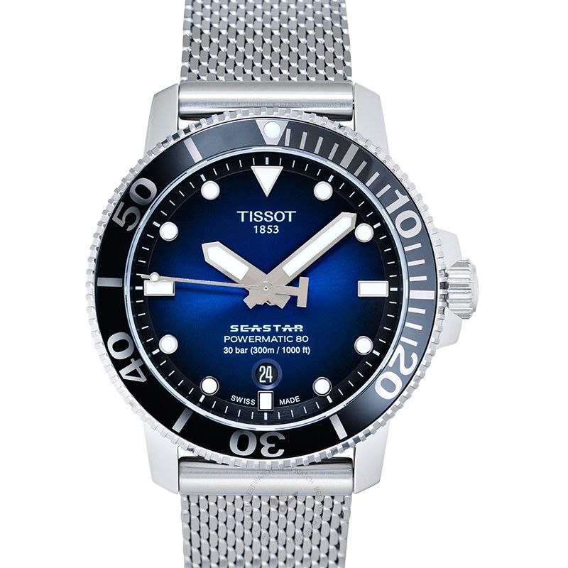  Shop Authentic Tissot Seastar 1000 Powermatic 80 Blue Dial SIlver Mesh Bracelet Watch For Men - T120.407.11.041.02 - Luxxuri