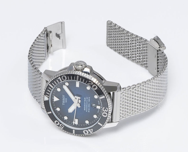  Shop Authentic Tissot Seastar 1000 Powermatic 80 Blue Dial SIlver Mesh Bracelet Watch For Men - T120.407.11.041.02 - Luxxuri