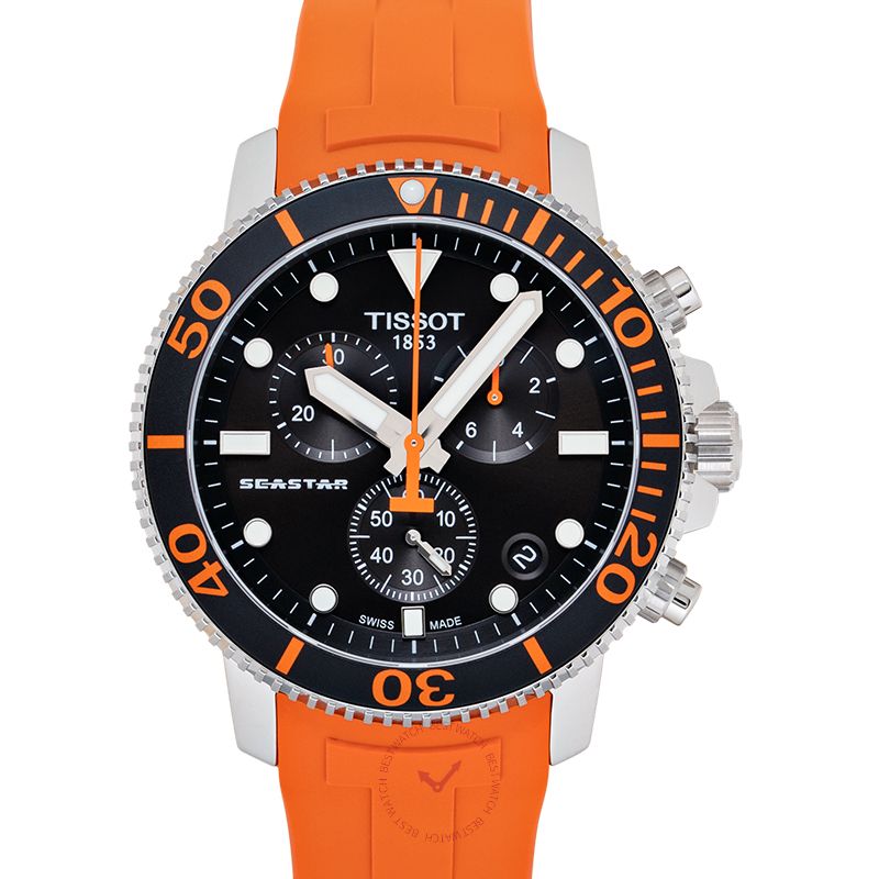  Shop Authentic Tissot Seastar 1000 Chronograph Black Dial Orange Rubber Strap Watch For Men - T120.417.17.051.01 - Luxxuri