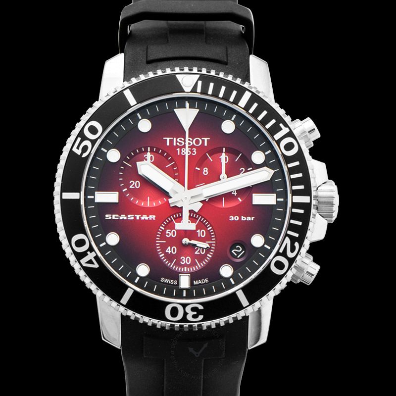  Shop Authentic Tissot Seastar 1000 Chronograph Red Dial Black Rubber Strap Watch For Men - T120.417.17.421.00 - Luxxuri