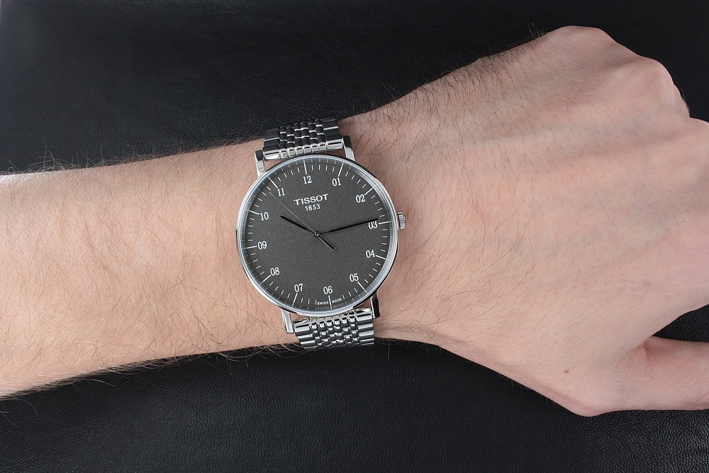  Shop Authentic Tissot Everytime Large Black Dial Silver Mesh Bracelet Watch For Men - T109.610.11.077.00 - Luxxuri