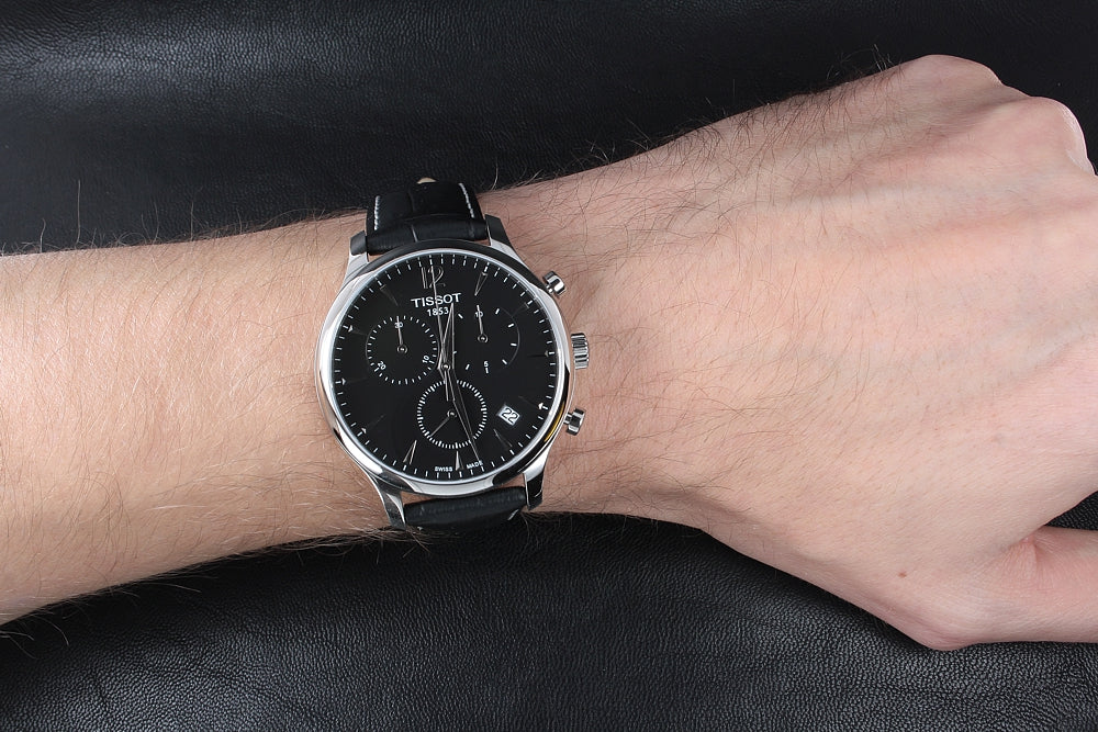  Shop Authentic Tissot T Classic Tradition Chronograph Black Dial Black Leather Strap Watch For Men - T063.617.16.057.00 - Luxxuri