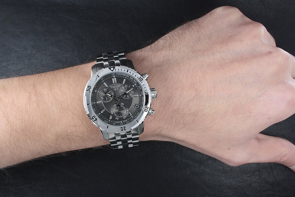  Shop Authentic Tissot PRS 200 Grey Dial Chronograph Grey Dial Silver Steel Strap Watch For Men - T067.417.11.051.00 - Luxxuri