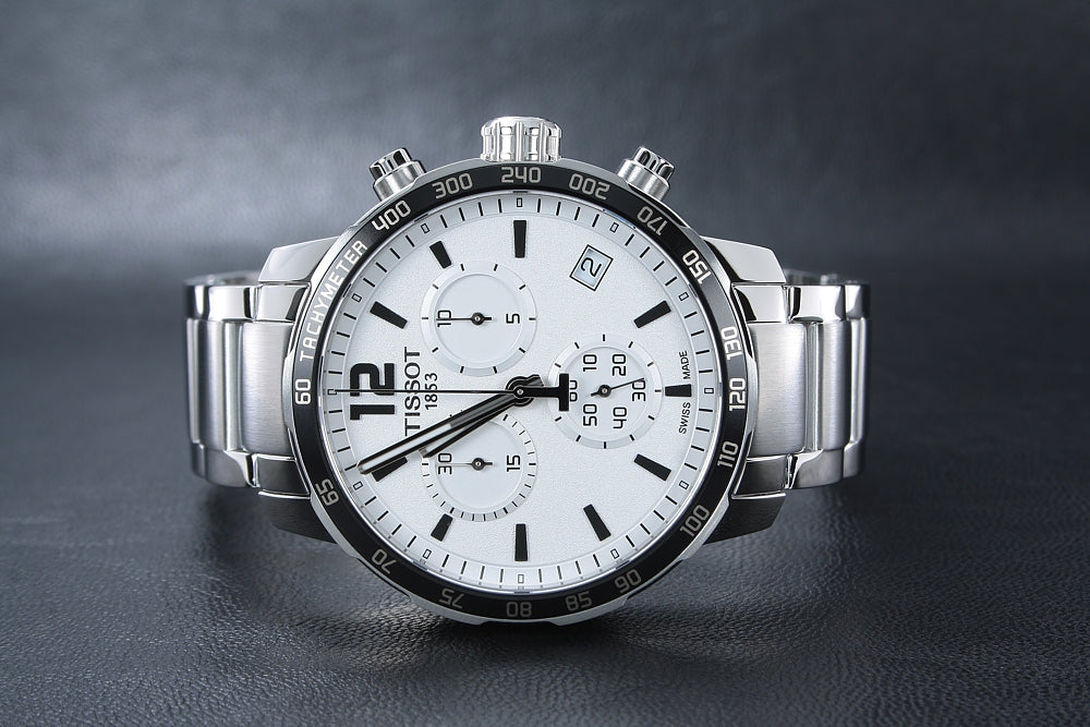  Shop Authentic Tissot Quickster Chronograph Silver Dial Watch For Men - T095.417.11.037.00 - Luxxuri