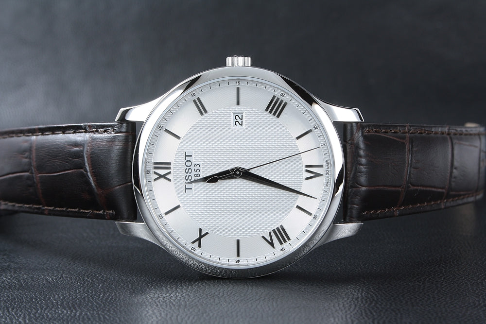  Shop Authentic Tissot T Classic Tradition Silver Dial Brown Leather Strap Watch For Men - T063.610.16.038.00 - Luxxuri
