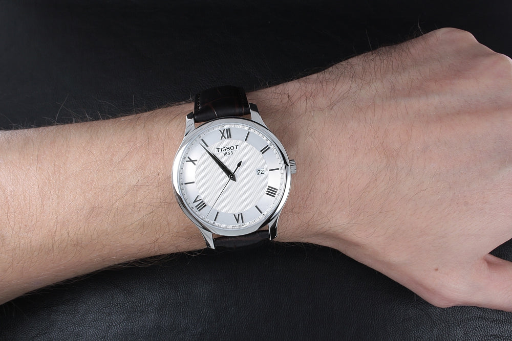  Shop Authentic Tissot T Classic Tradition Silver Dial Brown Leather Strap Watch For Men - T063.610.16.038.00 - Luxxuri