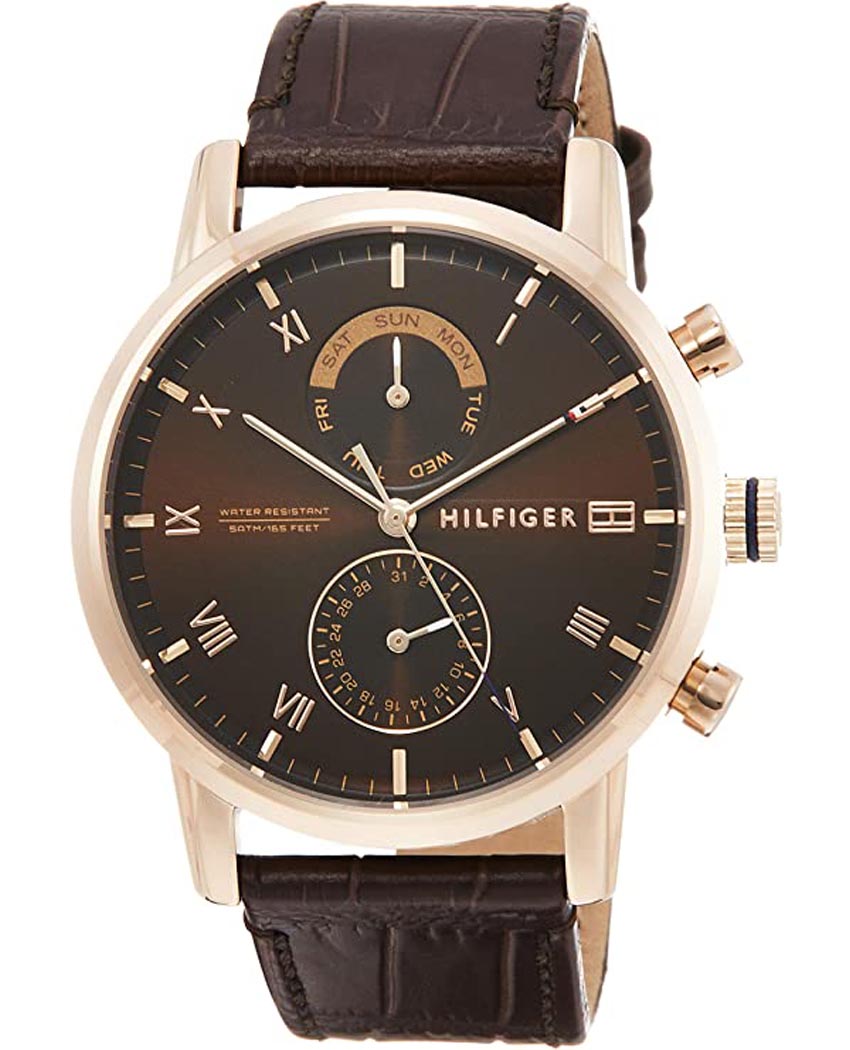  Shop Authentic Tommy Hilfiger Kane Brown Dial Brown Leather Strap Watch for Men - 1710400 - Luxxuri