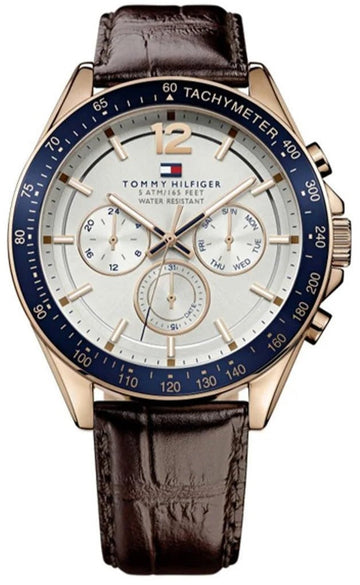  Shop Authentic Tommy Hilfiger Luke Quartz White Dial Brown Leather Strap Watch for Men - 1791118 - Luxxuri