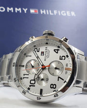  Shop Authentic Tommy Hilfiger Trent Multifunction White Dial Silver Steel Strap Watch for Men - 1791140 - Luxxuri