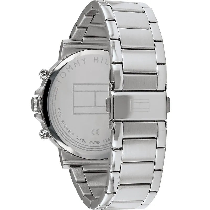  Shop Authentic Tommy Hilfiger Hudson Chronograph White Dial Silver Steel Strap Watch For Men - 1791227 - Luxxuri