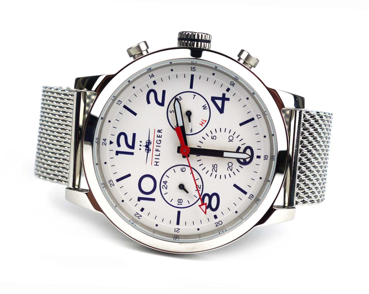  Shop Authentic Tommy Hilfiger Jake Quartz White Dial Silver Mesh Bracelet Watch for Men - 1791233 - Luxxuri