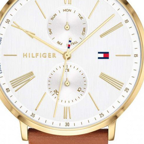  Shop Authentic Tommy Hilfiger Jenna Quartz White Dial Brown Leather Strap Watch for Women - 1782073 - Luxxuri