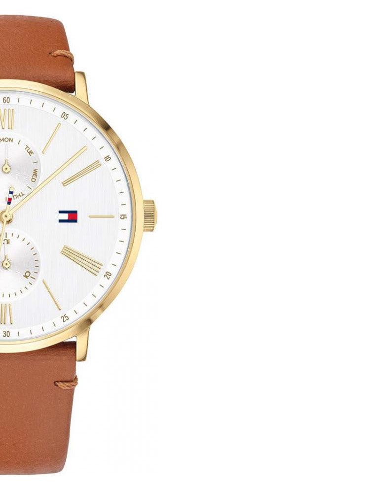  Shop Authentic Tommy Hilfiger Jenna Quartz White Dial Brown Leather Strap Watch for Women - 1782073 - Luxxuri