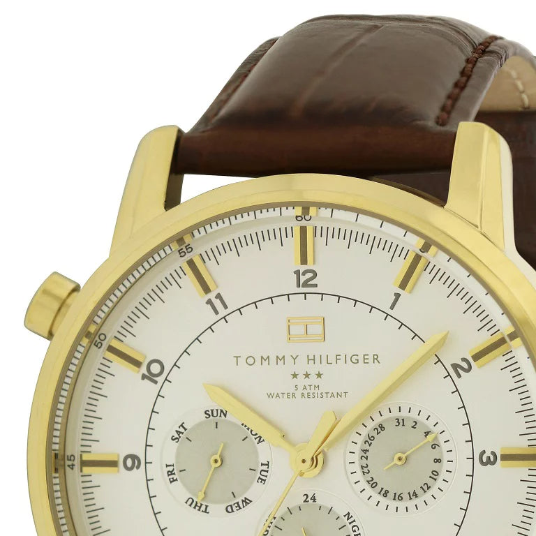  Shop Authentic Tommy Hilfiger Harrison White Dial Brown Leather Strap Watch for Men - 1790874 - Luxxuri
