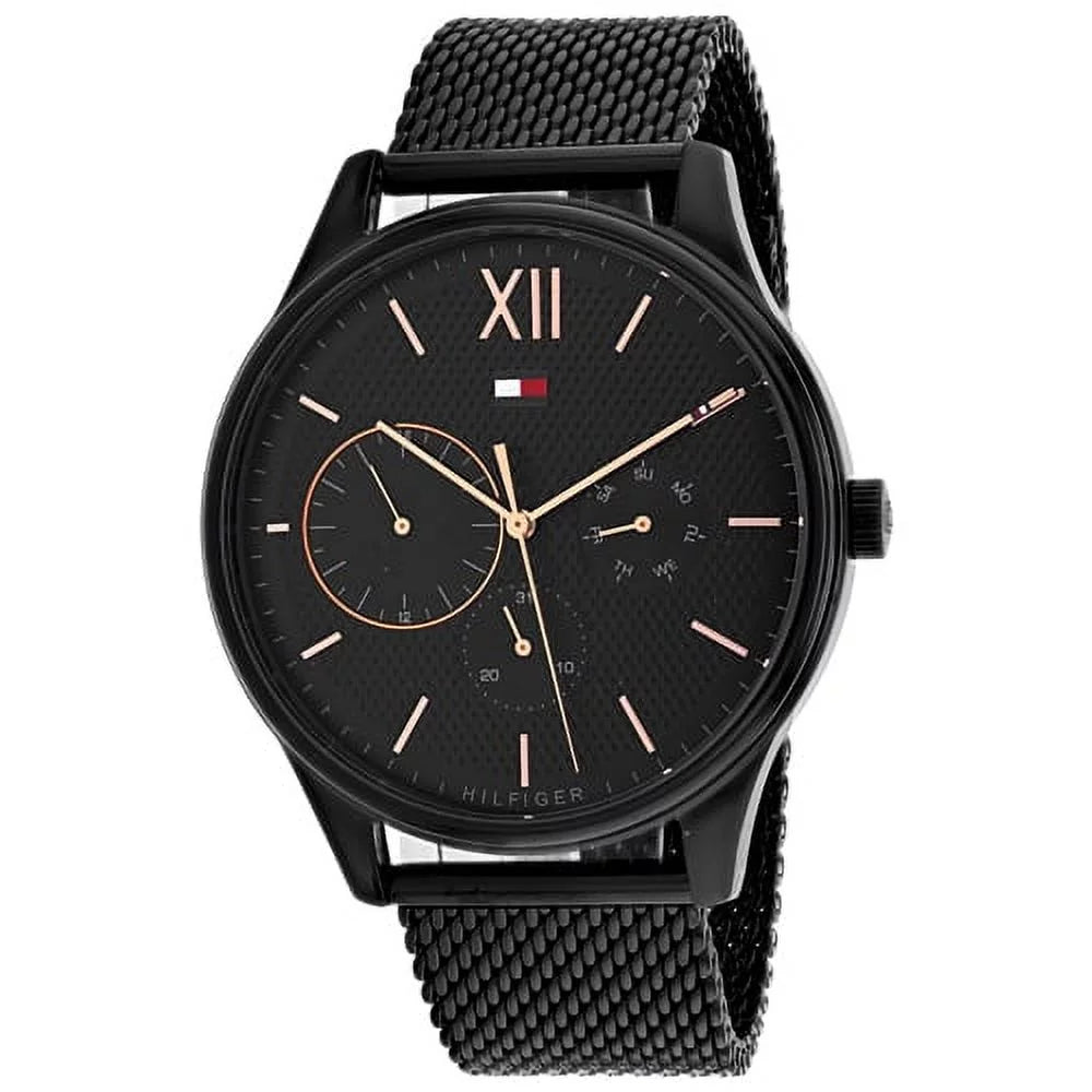  Shop Authentic Tommy Hilfiger Damon Quartz Black Dial Black Mesh Bracelet Watch for Men - 1791420 - Luxxuri