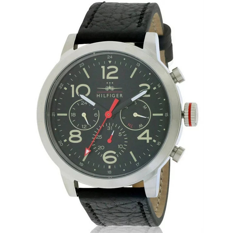  Shop Authentic Tommy Hilfiger Jake Chronograph Black Dial Black Leather Strap Watch for Men - 1791232 - Luxxuri