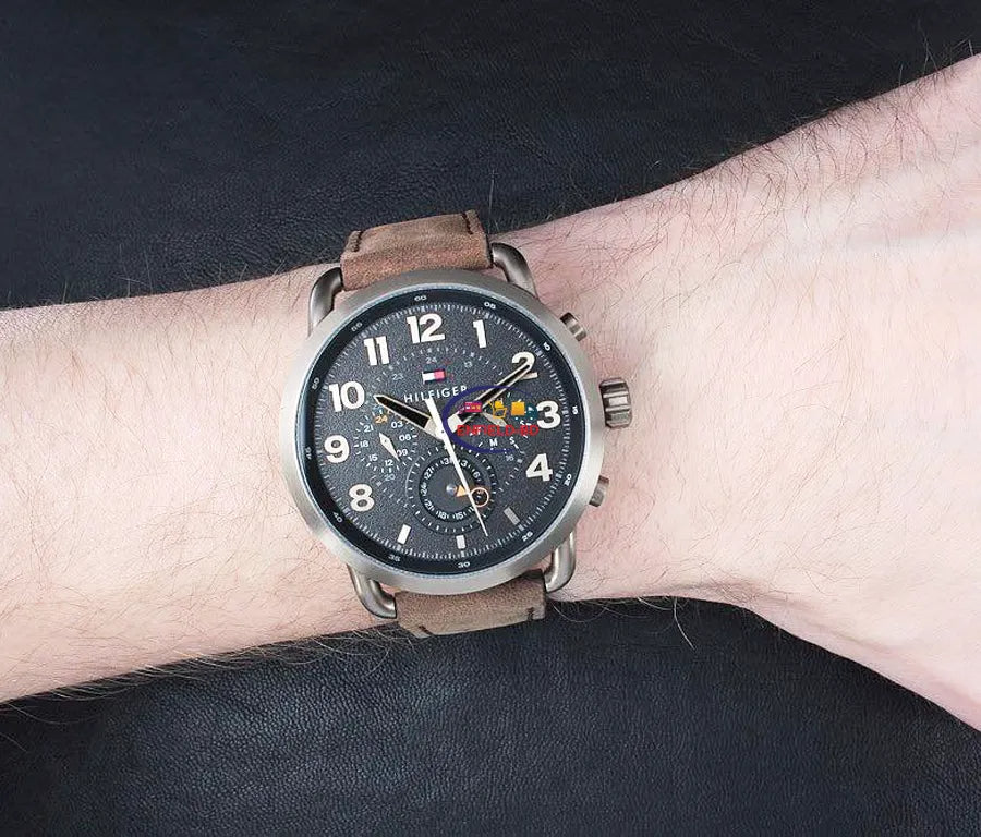  Shop Authentic Tommy Hilfiger Briggs Chronograph Black Dial Brown Leather Strap Watch for Men - 1791425 - Luxxuri