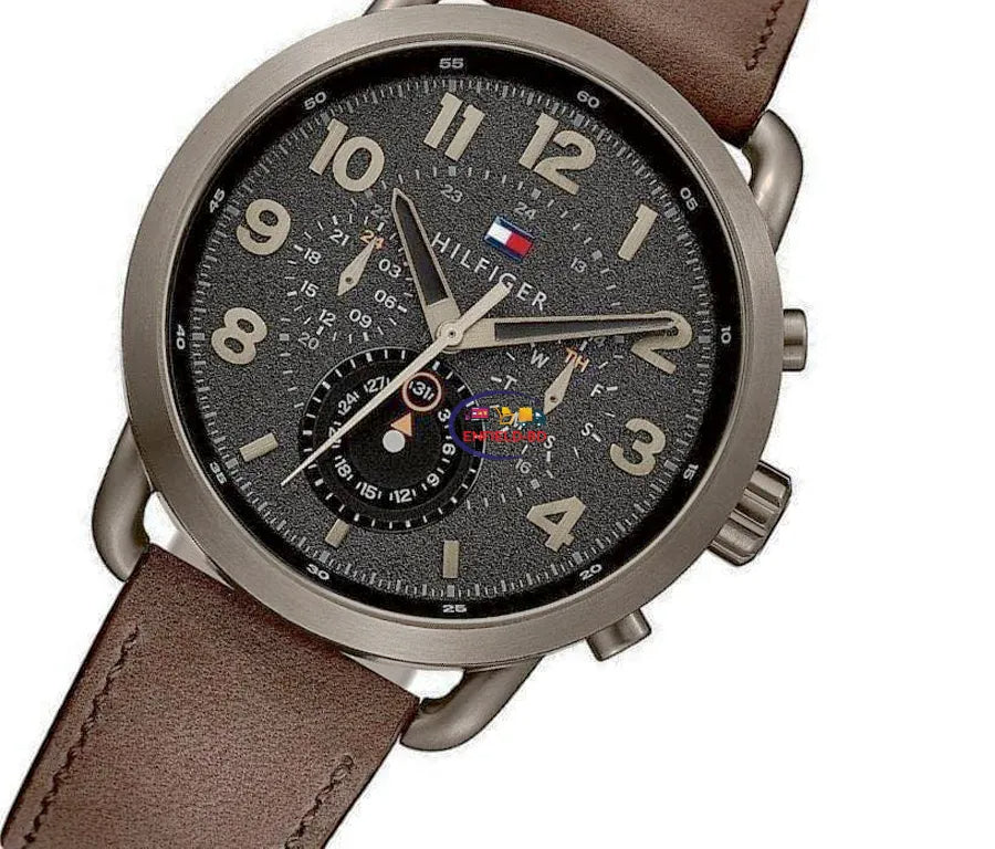  Shop Authentic Tommy Hilfiger Briggs Chronograph Black Dial Brown Leather Strap Watch for Men - 1791425 - Luxxuri