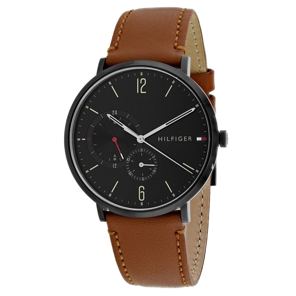  Shop Authentic Tommy Hilfiger Brooklyn Quartz Black Dial Brown Leather Strap Watch for Men - 1791510 - Luxxuri