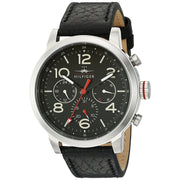  Shop Authentic Tommy Hilfiger Jake Chronograph Black Dial Black Leather Strap Watch for Men - 1791232 - Luxxuri