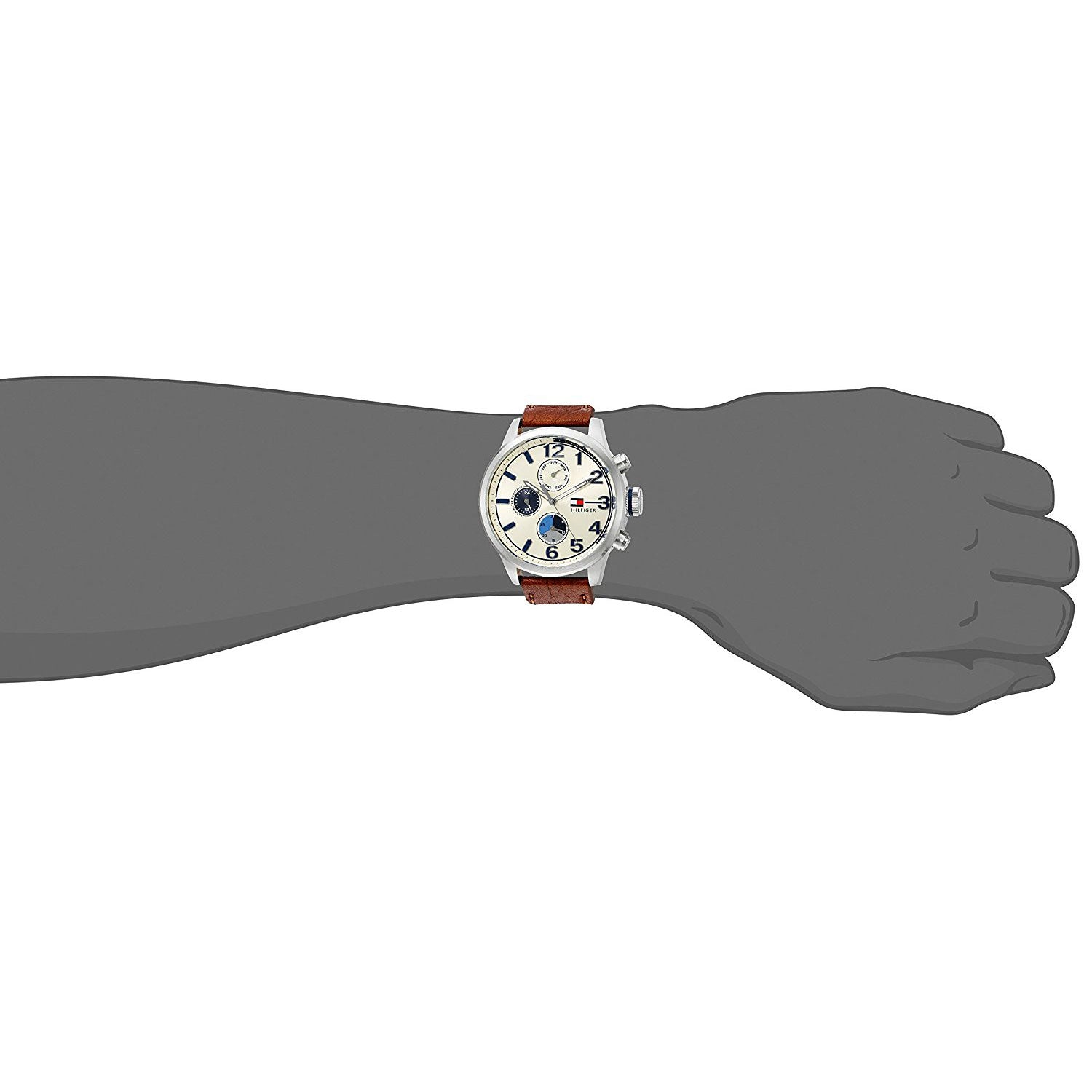  Shop Authentic Tommy Hilfiger Jackson Multi-Function Silver Dial Brown Leather Strap Watch for Men - 1791239 - Luxxuri