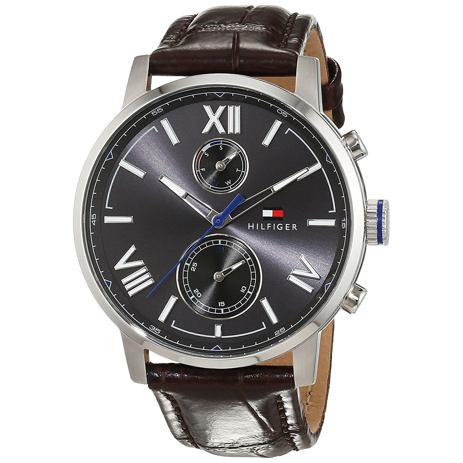  Shop Authentic Tommy Hilfiger Aiden Quartz Black Dial Brown Leather Strap Watch for Men - 1791309 - Luxxuri