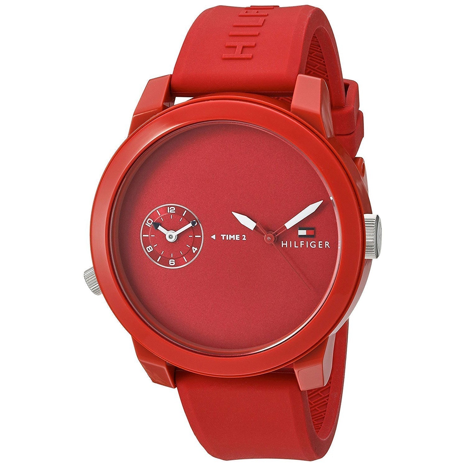  Shop Authentic Tommy Hilfiger Denim Quartz Red Dial Red Rubber Strap Watch for Men - 1791323 - Luxxuri