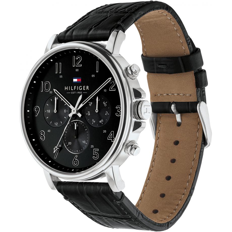  Shop Authentic Tommy Hilfiger Daniel Black Dial Black Leather Strap Watch for Men - 1710381 - Luxxuri