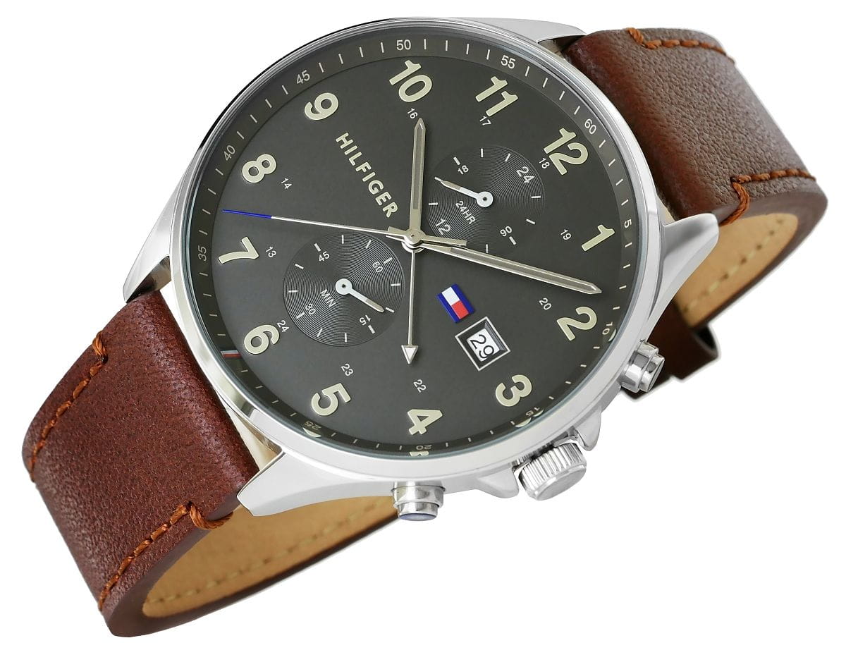  Shop Authentic Tommy Hilfiger West Chronograph Grey Dial Brown Leather Strap Watch For Men - 1791710 - Luxxuri