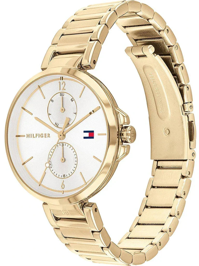  Shop Authentic Tommy Hilfiger Angela White Dial Gold Steel Strap Watch for Women - 1782128 - Luxxuri