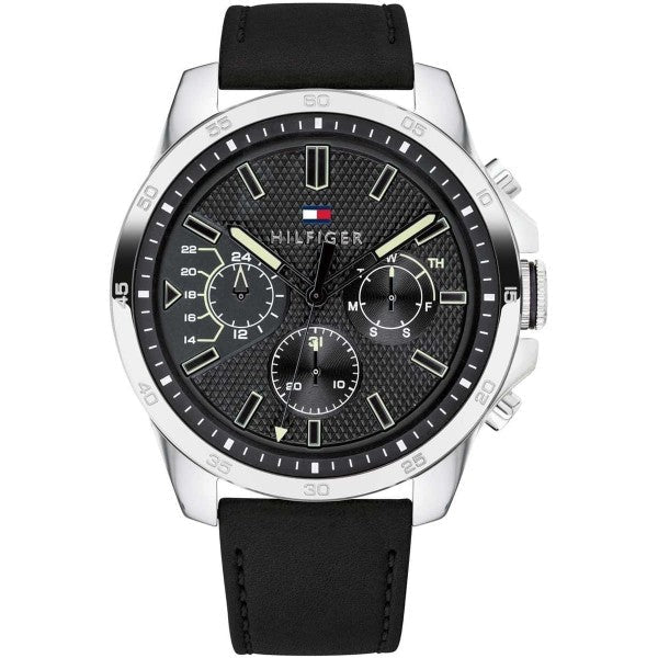  Shop Authentic Tommy Hilfiger Decker Black Dial Black Leather Strap Watch for Men - 1791563 - Luxxuri