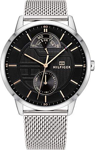  Shop Authentic Tommy Hilfiger Hunter Quartz Black Dial Silver Steel Strap Watch for Men - 1791610 - Luxxuri