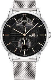  Shop Authentic Tommy Hilfiger Hunter Quartz Black Dial Silver Steel Strap Watch for Men - 1791610 - Luxxuri