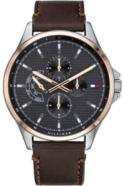  Shop Authentic Tommy Hilfiger Shawn Multifunction Grey Dial Brown Leather Strap Watch for Men - 1791615 - Luxxuri