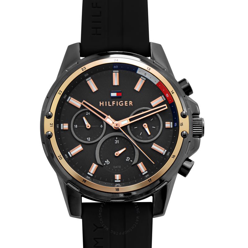  Shop Authentic Tommy Hilfiger Mason Black Dial Black Rubber Strap Watch for Men - 1791792 - Luxxuri
