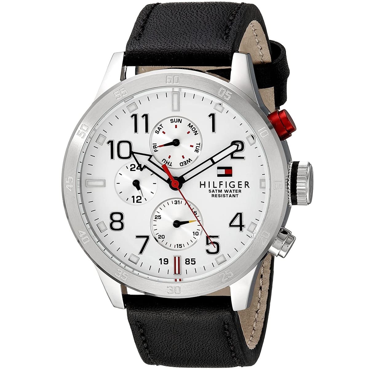  Shop Authentic Tommy Hilfiger Trent Multifunction White Dial Black Leather Strap Watch for Men - 1791138 - Luxxuri