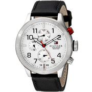  Shop Authentic Tommy Hilfiger Trent Multifunction White Dial Black Leather Strap Watch for Men - 1791138 - Luxxuri