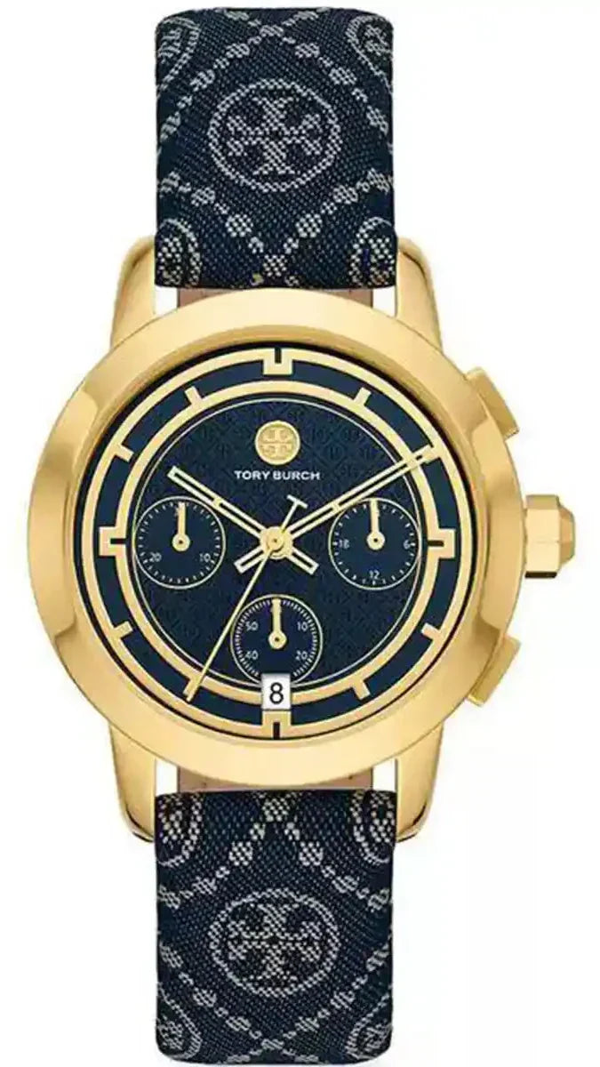 Tory Burch The Miller Chronograph Blue Dial Blue Jacquard Strap Watch for Women - TBW1038