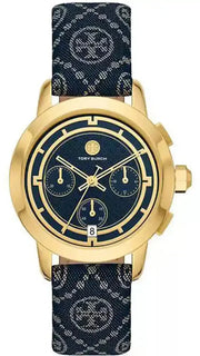 Tory Burch The Miller Chronograph Blue Dial Blue Jacquard Strap Watch for Women - TBW1038
