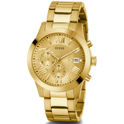  Shop Authentic Guess Atlas Chronograph Gold Dial Gold Steel Strap Watch For Men - W0668G4 - Luxxuri