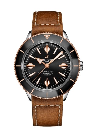  Shop Authentic Breitling Superocean Heritage '57 Black Dial Brown Leather Strap Watch for Men - U10370121B1X1 - Luxxuri