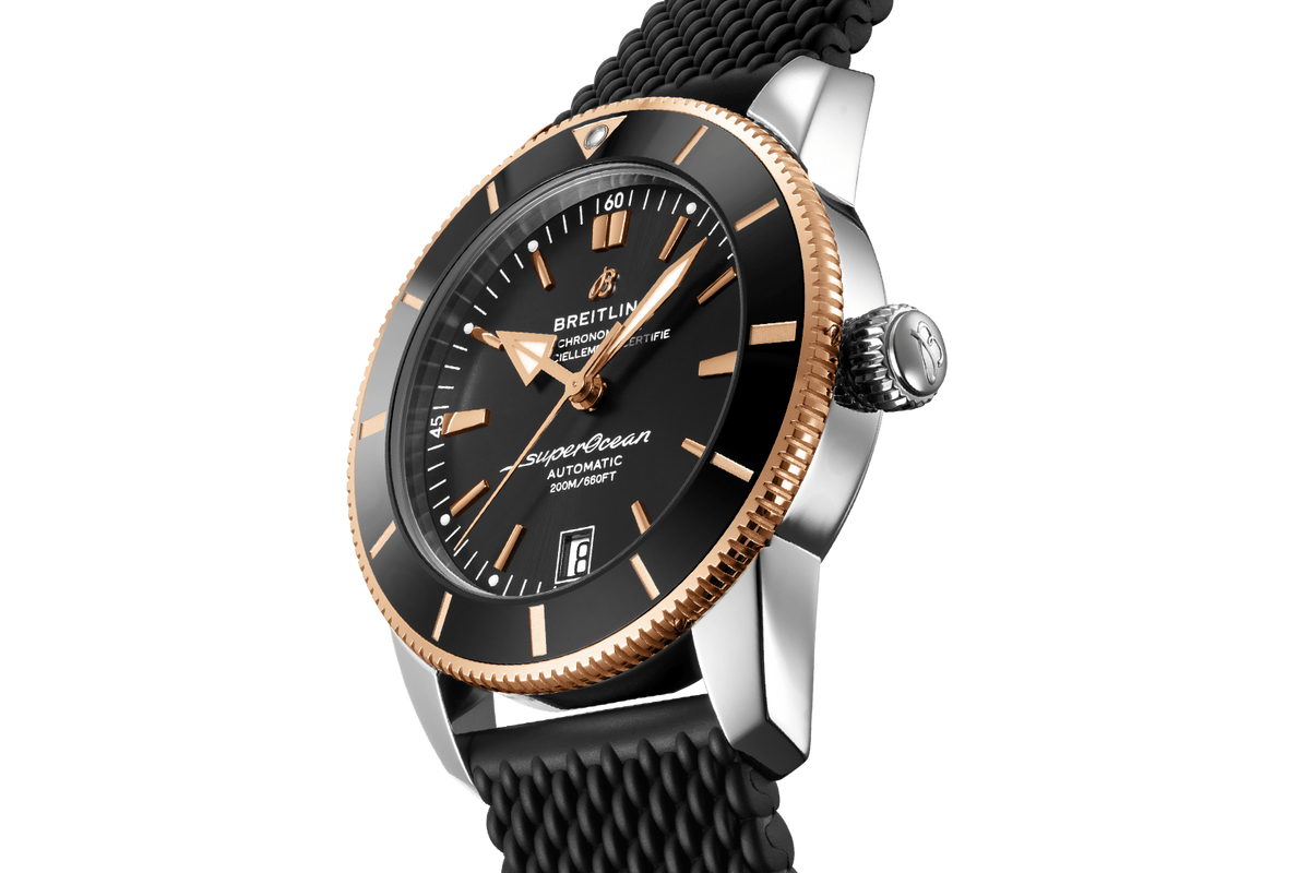  Shop Authentic Breitling Superocean Heritage II B20 42mm Black Dial Black Mesh Bracelet Mens Watch - UB2010121B1S1 - Luxxuri
