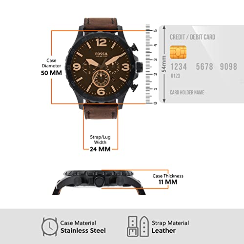  Shop Authentic Fossil Nate Chronograph Brown Dial Brown Leather Strap Watch for Men - JR1487 - Luxxuri
