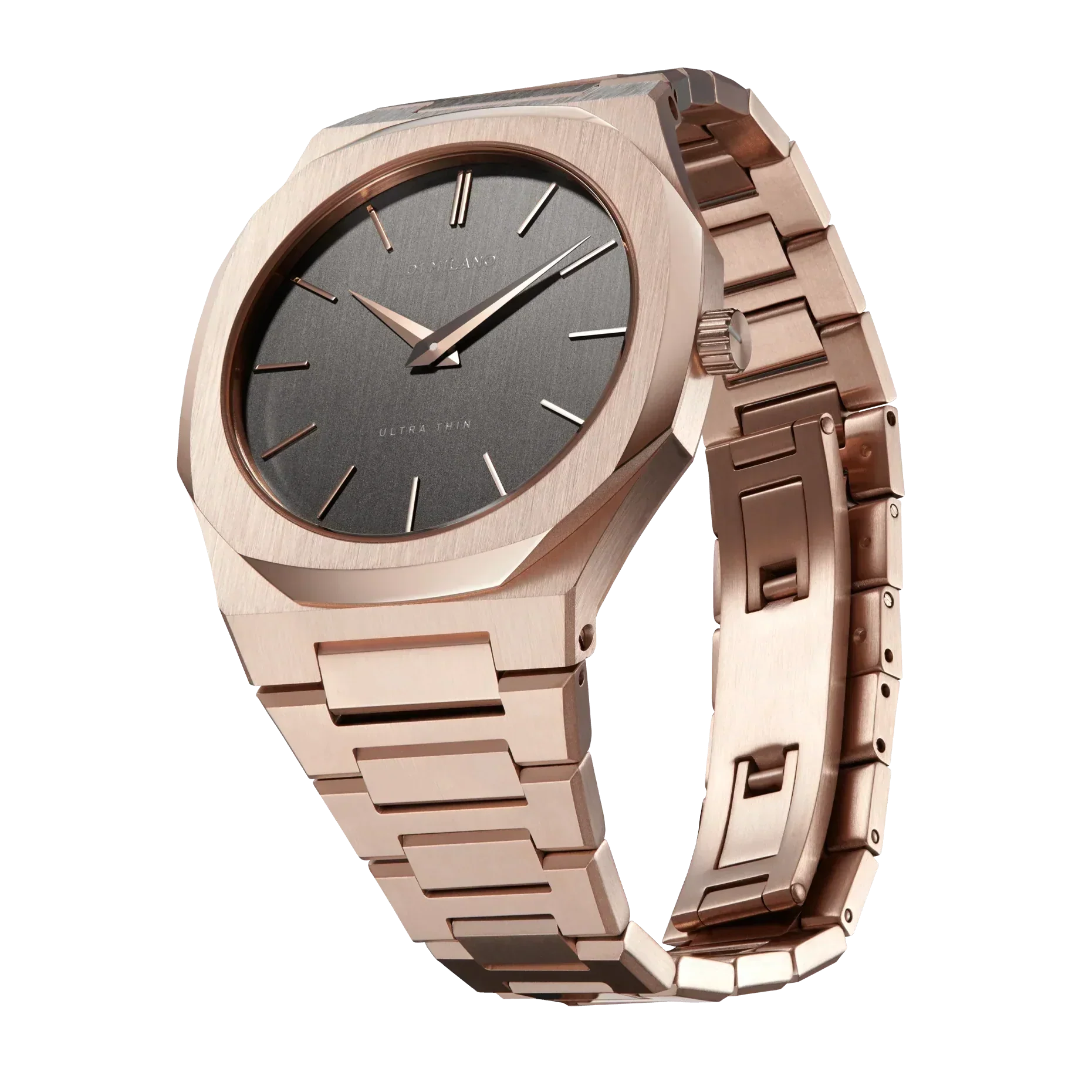 D1 Milano Ultra Thin Grey Dial Gold Steel Strap Watch for Men - D1-UTBJ08