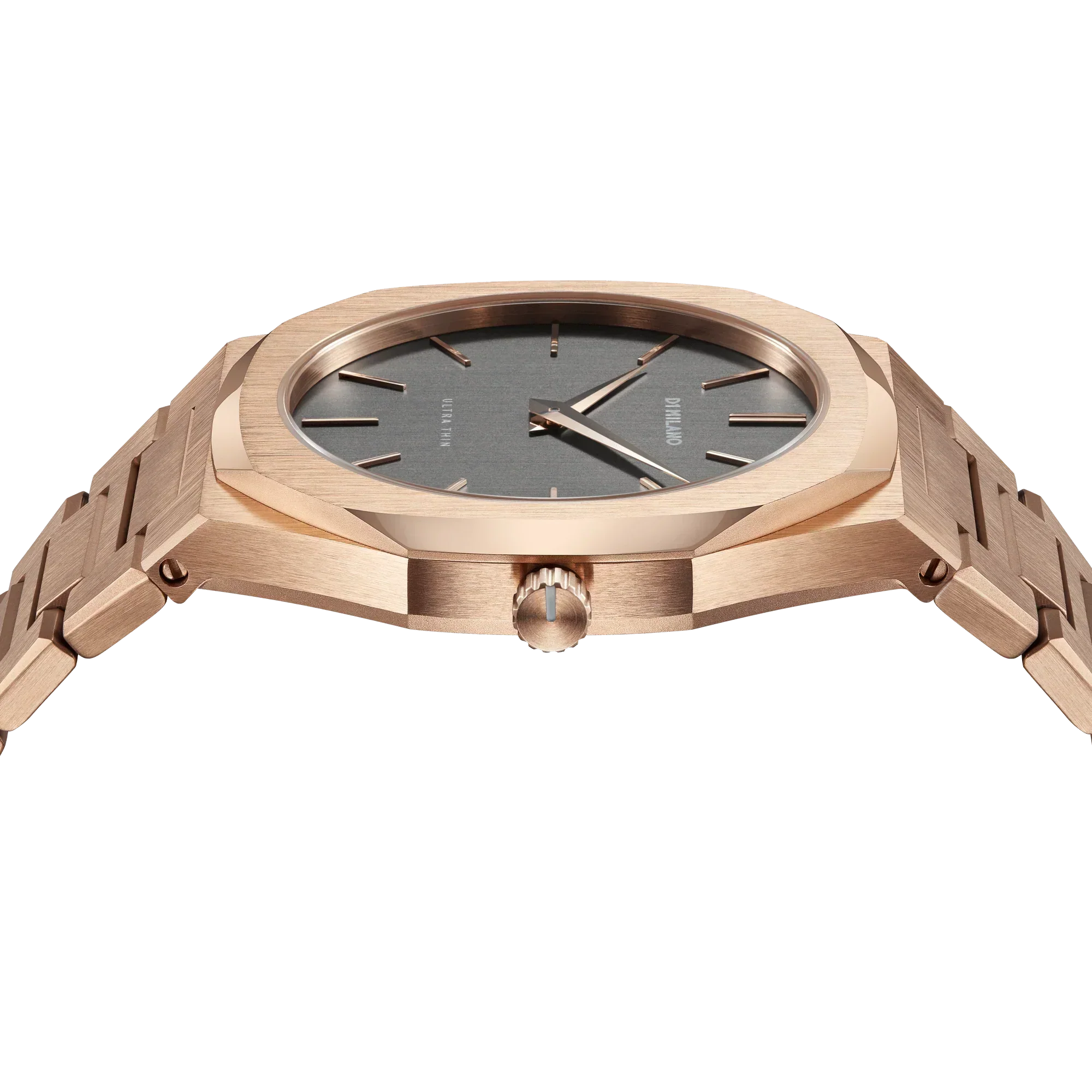 D1 Milano Ultra Thin Grey Dial Gold Steel Strap Watch for Men - D1-UTBJ08